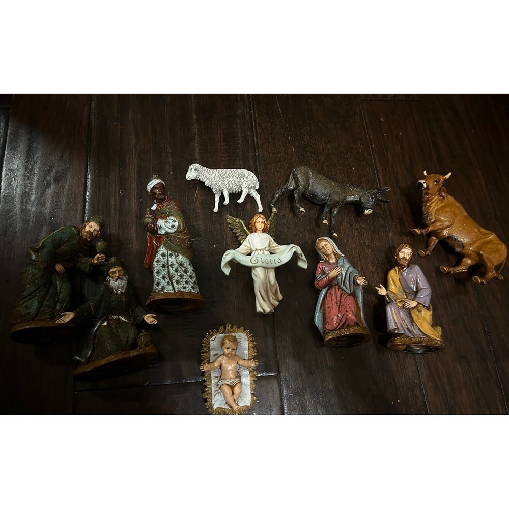 Lot of 10 Vintage Landi Italy Christmas Nativity Plastic Resin Figurines
